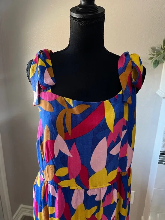 Pretty Garden Women’s Vibrant Tie-Shoulder Maxi Dress in Multicolor Sz L Summer - Picture 8 of 9